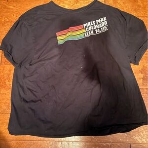 Black Graphic Tee with Rainbow Design